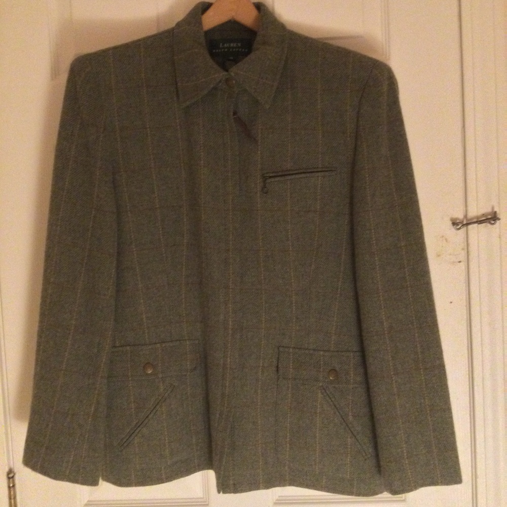 Ralph Lauren 100% lambswool plaid coat